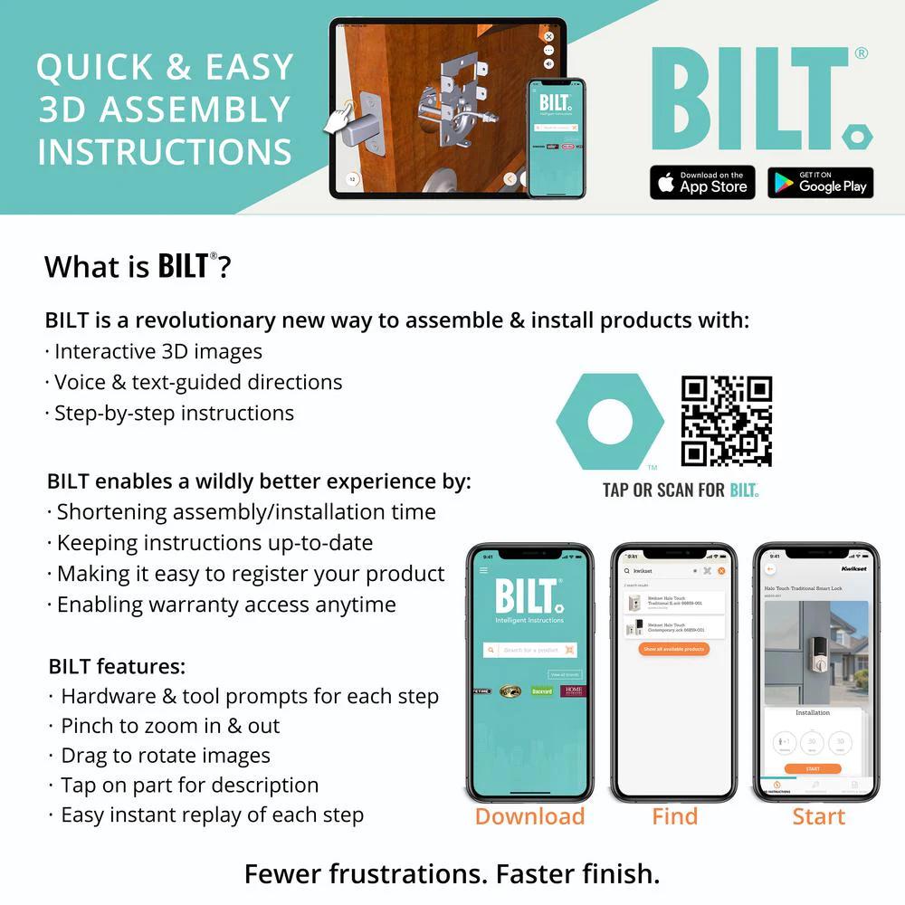 Halo Touch Matte Black Contemporary Fingerprint Wi-Fi Electronic Smart Lock Deadbolt Featuring SmartKey Security