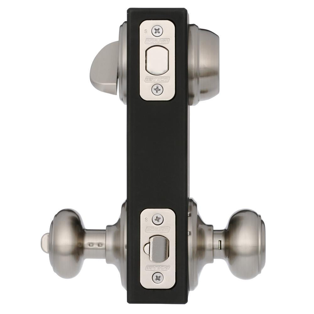 Satin Nickel Single Cylinder Deadbolt with Georgian Entry Door Knob Combo Pack