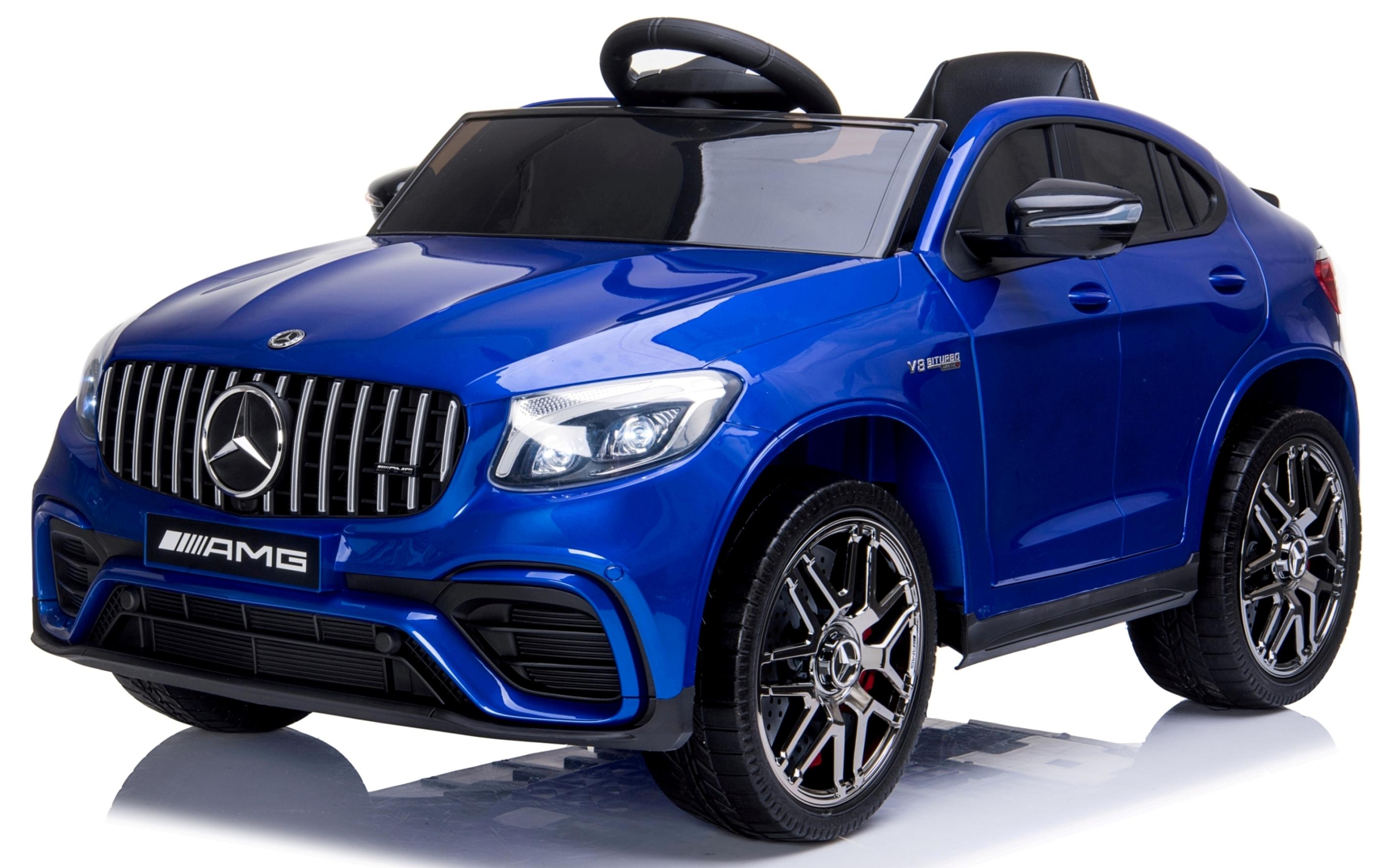 12V powered Mercedes AMG GLC63S Ride on electric car For Kids with Remote Control LED lights MP3 Leather Seat - Blue