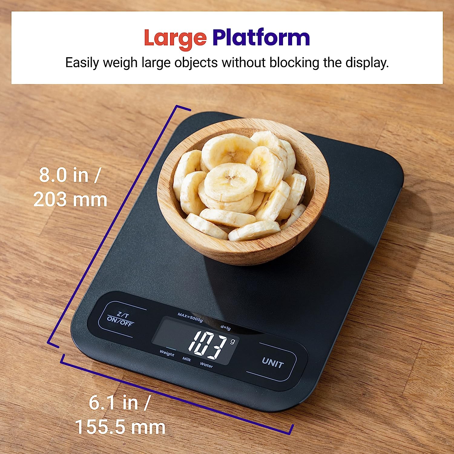 Etekcity Food Kitchen Scale, Digital Grams and Ounces for Weight Loss, Baking, Cooking, Keto and Meal Prep, Large, Black