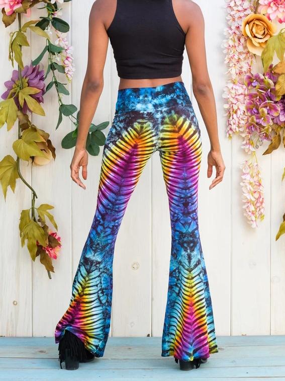 Tie-dye casual flared pants