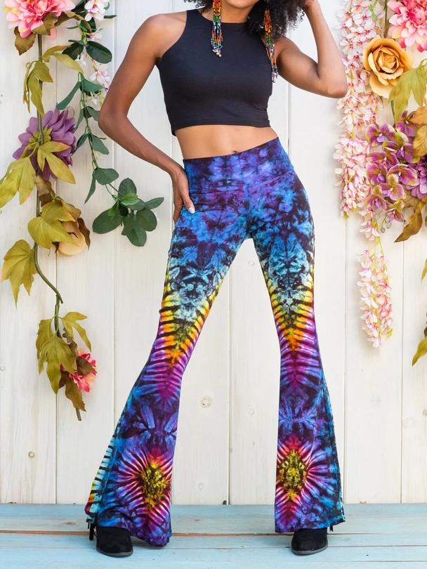 Tie-dye casual flared pants