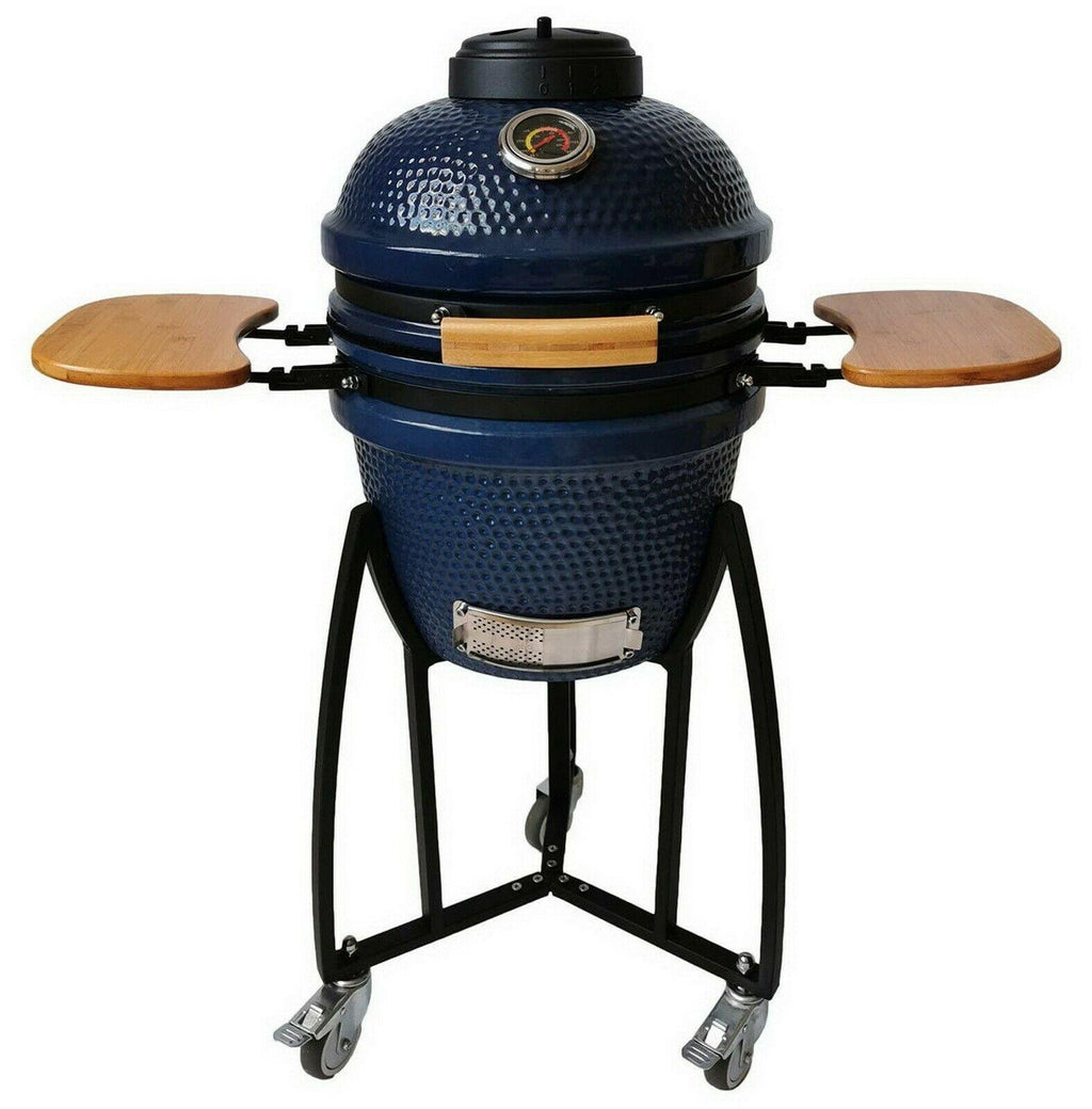 15" Kamado Style Ceramic Grill Electric Start Blue Black Red Lifesmart