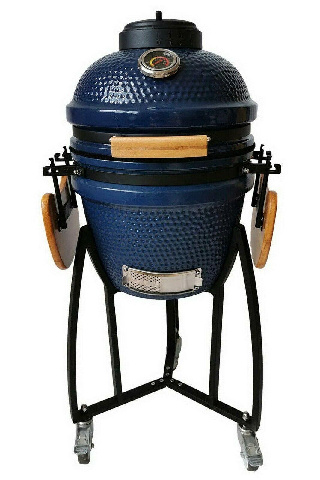 15" Kamado Style Ceramic Grill Electric Start Blue Black Red Lifesmart
