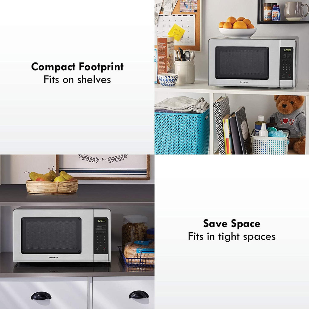 70723 0.7 cu. ft Compact 700 Watts 10 Power Settings, 6 Heating Presets, Removable Turntable, ADA Compliant Small Countertop Microwave,  Steel