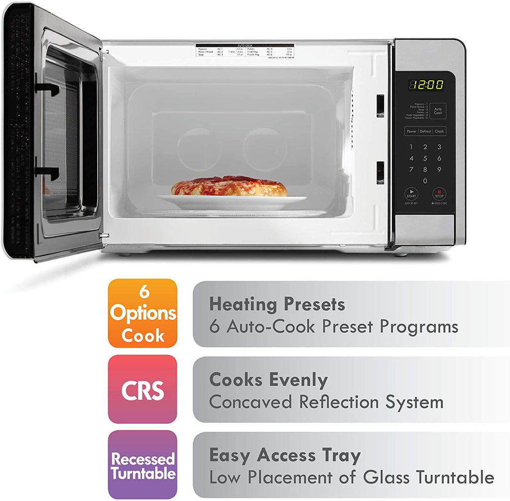 70723 0.7 cu. ft Compact 700 Watts 10 Power Settings, 6 Heating Presets, Removable Turntable, ADA Compliant Small Countertop Microwave,  Steel