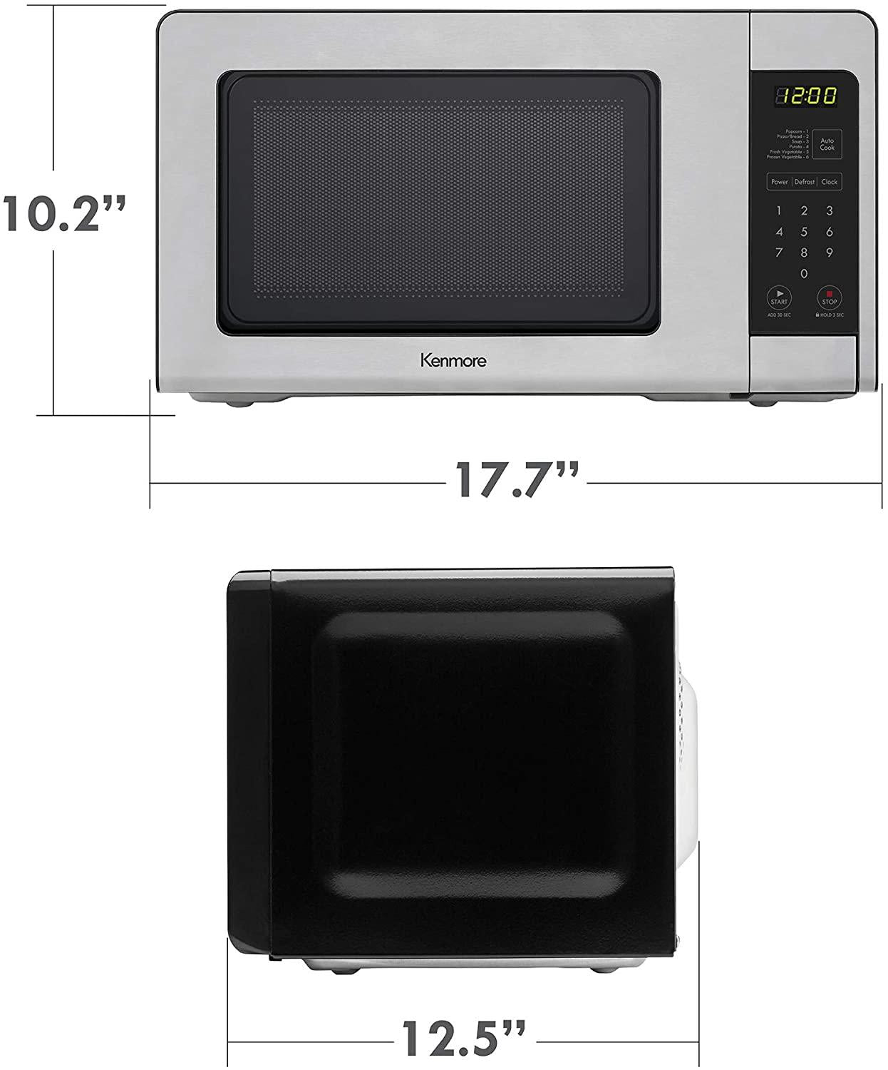 70723 0.7 cu. ft Compact 700 Watts 10 Power Settings, 6 Heating Presets, Removable Turntable, ADA Compliant Small Countertop Microwave,  Steel