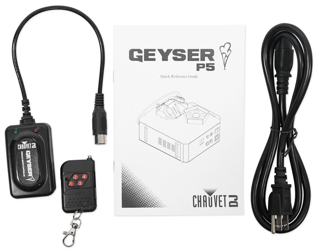 Chauvet DJ GEYSER P5 DMX Fog Machine Fogger, RGBA+UV LED+48" Black Light Strip