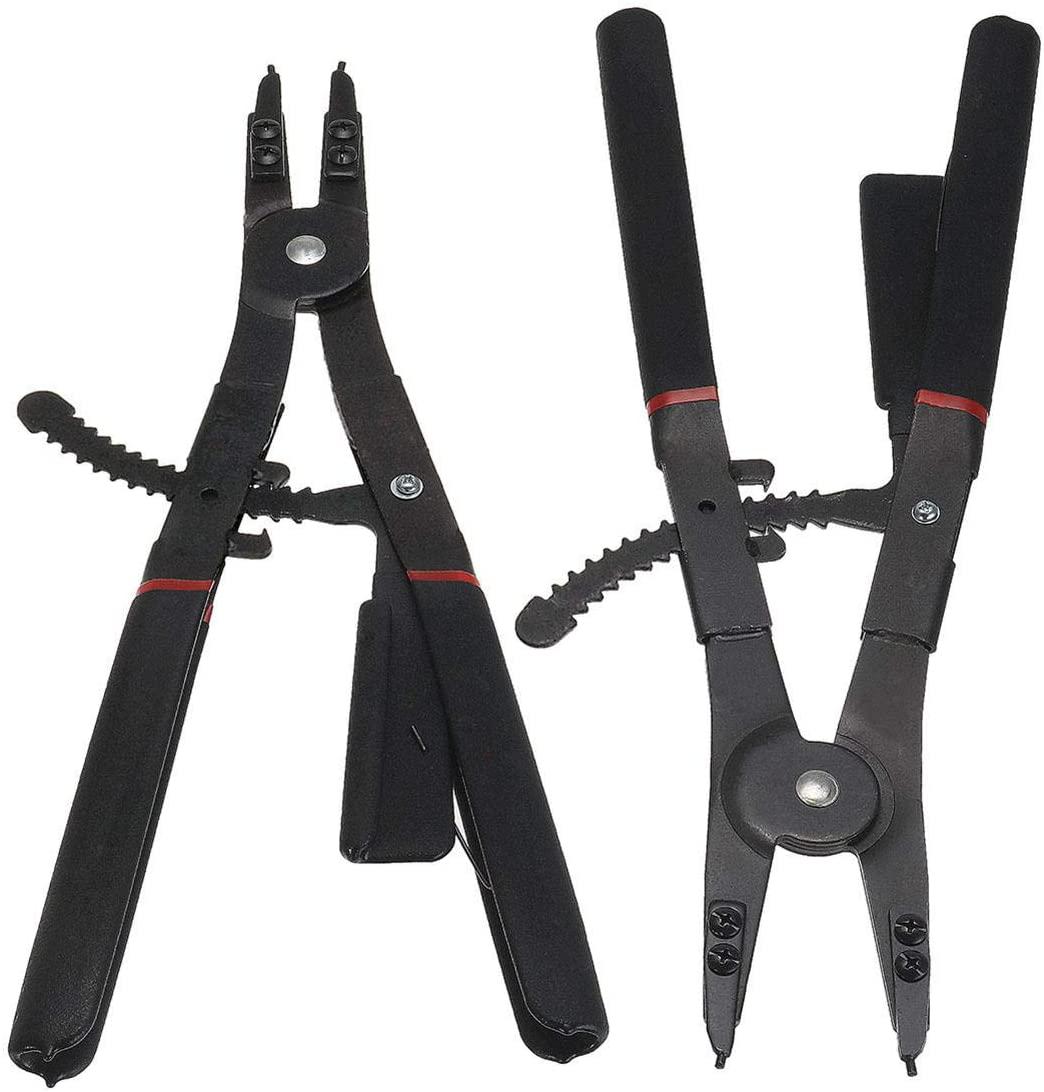 C.W.USJ Hand Tool Circlip Plier 16 Inch 2Pcs LarCirclip Snap Ring Pliers Set Retaining Ring Ratcheting with Xtra Tips
