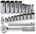 SK 4521 21 Piece 3/8-Inch Drive 6 Point Standard Socket Set