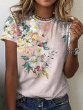 Floral Crew Neck Casual Short Sleeve T-Shirt