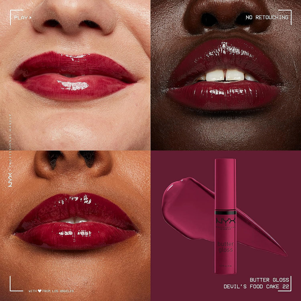 NYX PROFESSIONAL MAKEUP Butter Gloss, Non-Sticky Lip Gloss - Devil's Food Cake (Deep Plum)