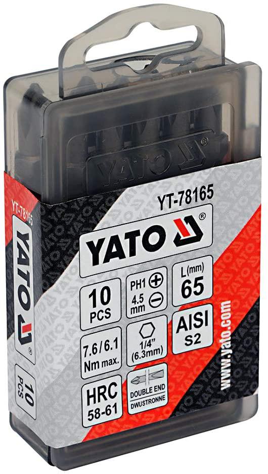 Yato Yt-78165 De Screwdriver Bits 1/4Inch X65 Mm Ph1-4,5Mm 10 Pcs |Power Tools|Hand Tools|Industrial Tools|Screwdriver For Home