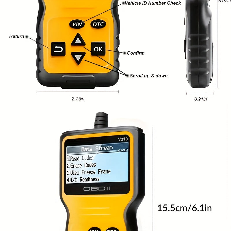 Car OBD2 Scanner Code Reader Engine Fault Code Reader Scanner CAN Diagnostic Scan Tool For All OBD II Protocol Cars Since 1996