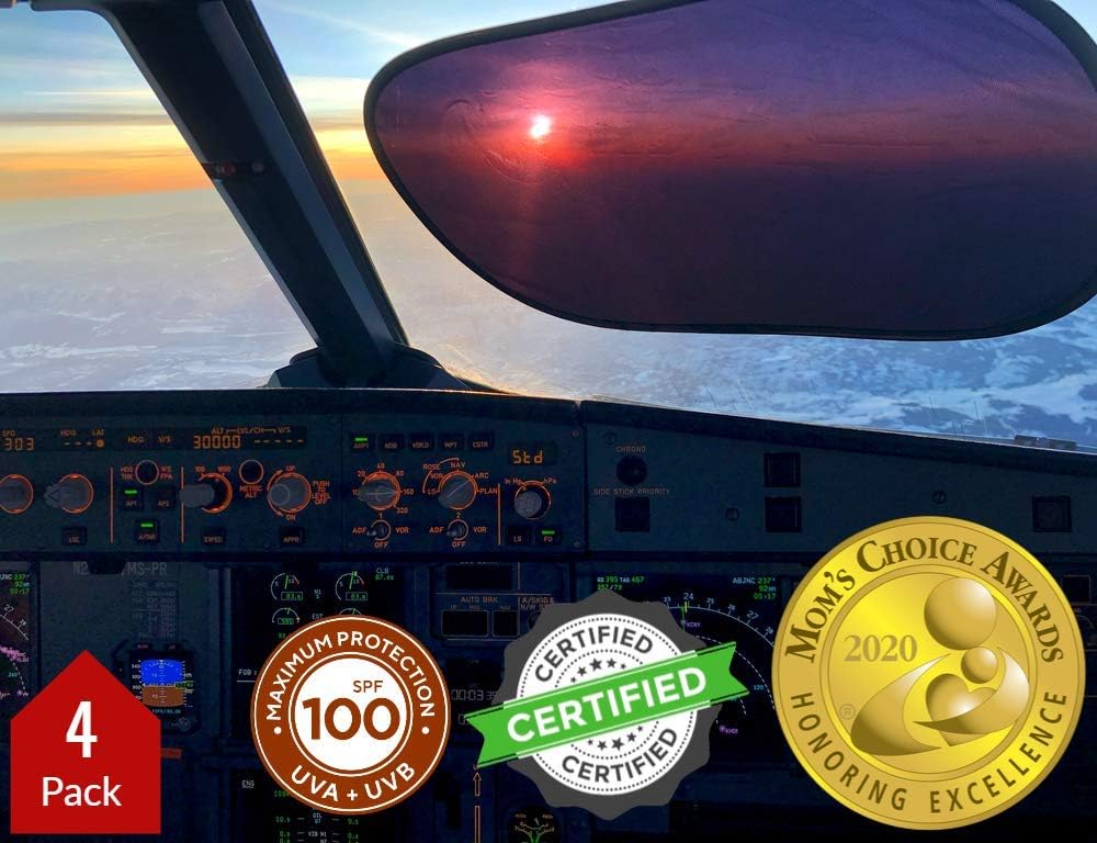 kinder Fluff Car Window Shade (4Pack)-Car Sun Shade for Baby-The Only Certified car Sun Shade to Block 99.95% UVR-Mom’s Choice Gold Award Winning Car Window Shade for Baby &amp; Aircraft Pilot