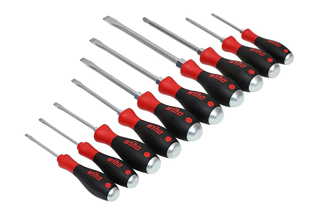 Wiha 53180 | 10 Piece Extra Heavy Duty SoftFinish Cushion Grip Screwdriver Tray Set