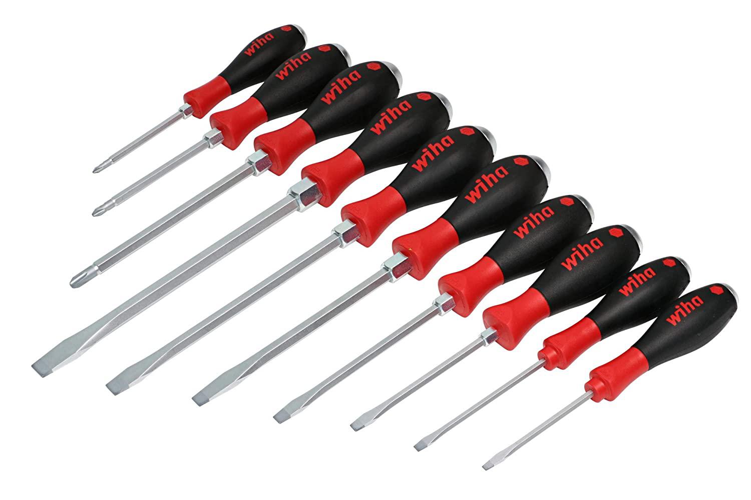 Wiha 53180 | 10 Piece Extra Heavy Duty SoftFinish Cushion Grip Screwdriver Tray Set