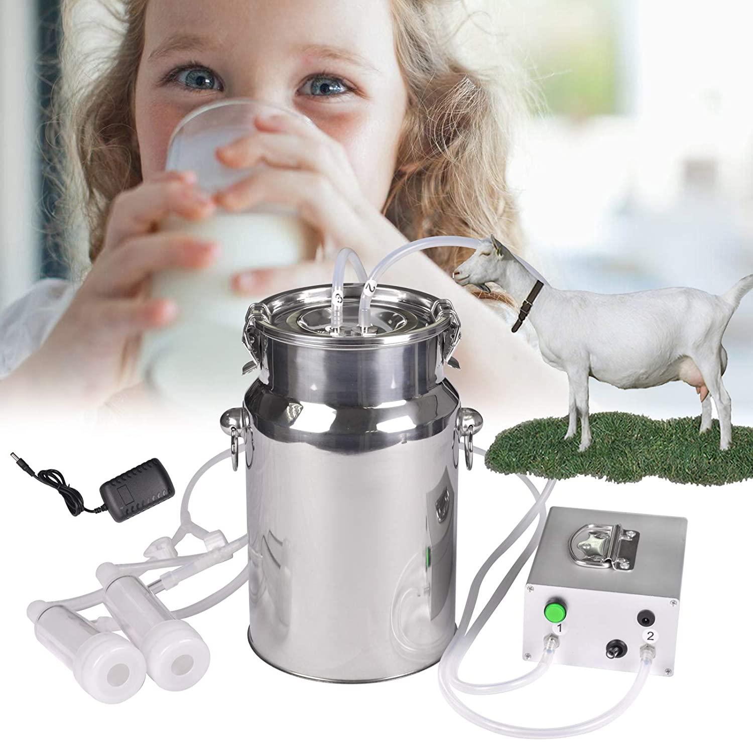 Goat MilMachine Pump Milker Machine Auto-Stop Device for Goat Livestock Household Farm  Steel Food Grade Bucket MilDevice (7L)
