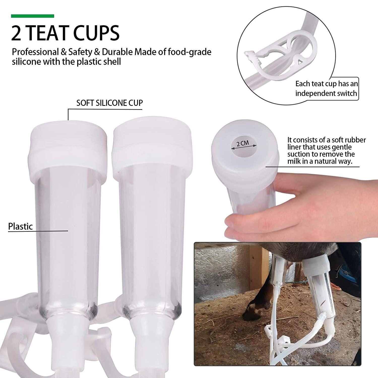 Goat MilMachine Pump Milker Machine Auto-Stop Device for Goat Livestock Household Farm  Steel Food Grade Bucket MilDevice (7L)