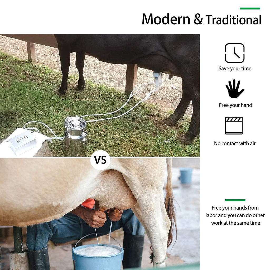 Goat MilMachine Pump Milker Machine Auto-Stop Device for Goat Livestock Household Farm  Steel Food Grade Bucket MilDevice (7L)