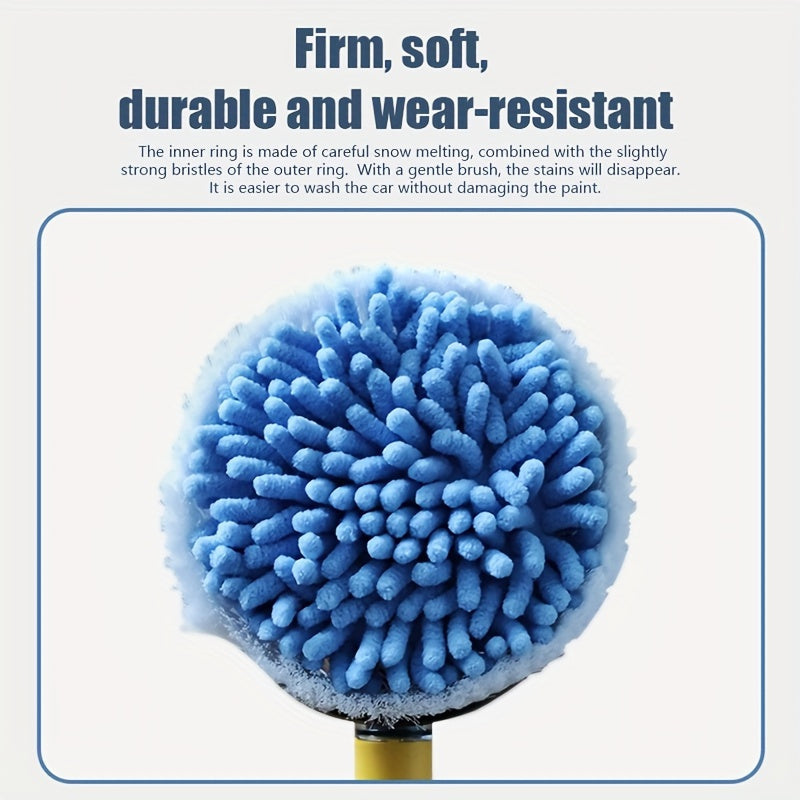 Car Wash Brush Cleaning Kit 360° Spin Car Mop Microfiber Car Cleaning Brush Detachable Extendable Scrub Brush Garden Hose Spray Nozzle Spray Gun