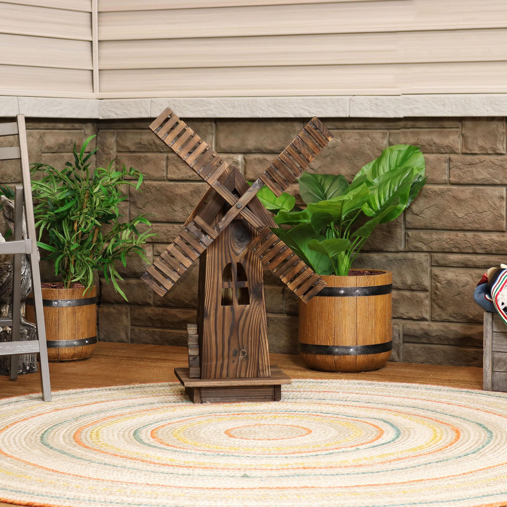 Sunnydaze Outdoor Wooden Dutch-Inspired Rustic Windmill Lawn and Garden Yard Decorative Statue - 34"