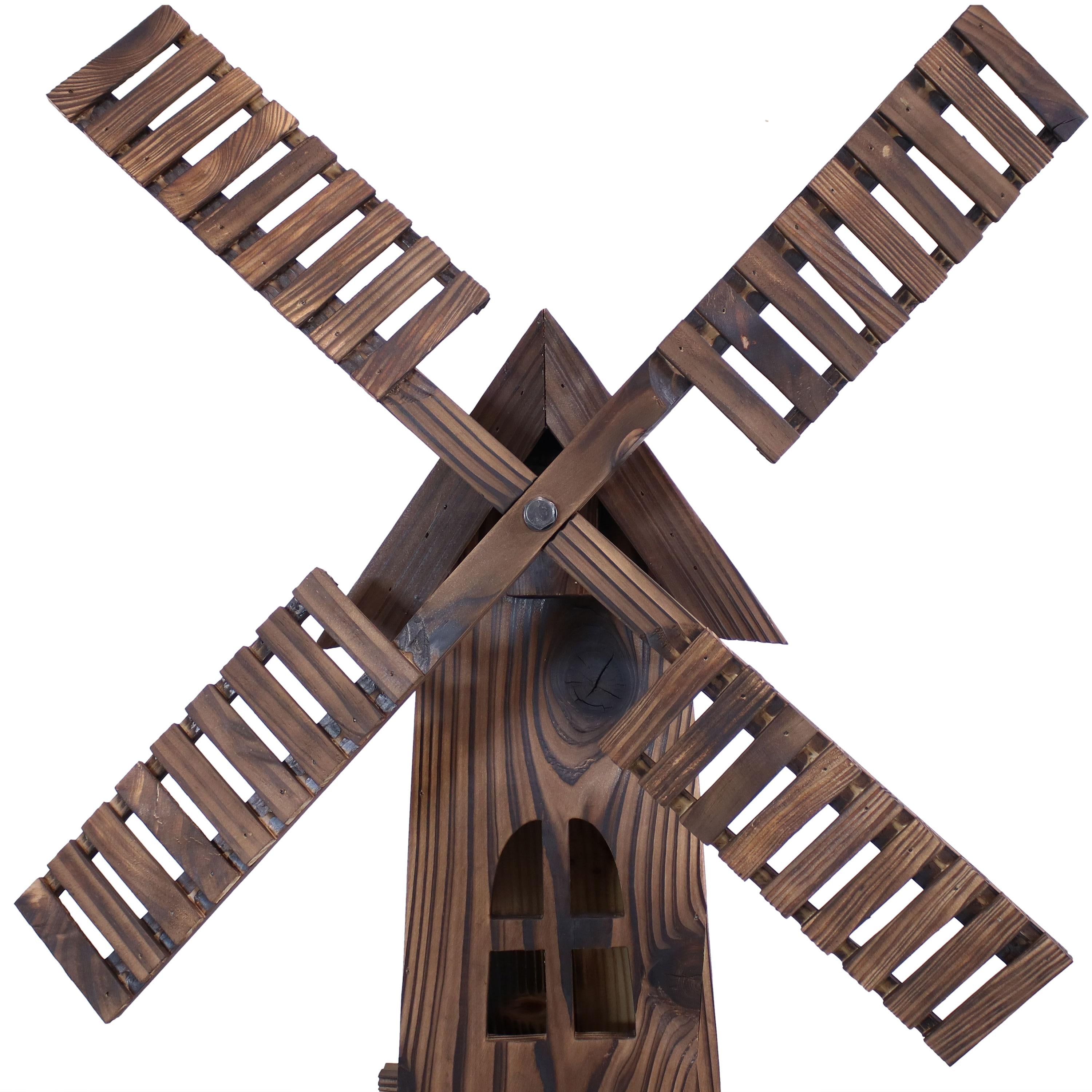 Sunnydaze Outdoor Wooden Dutch-Inspired Rustic Windmill Lawn and Garden Yard Decorative Statue - 34"