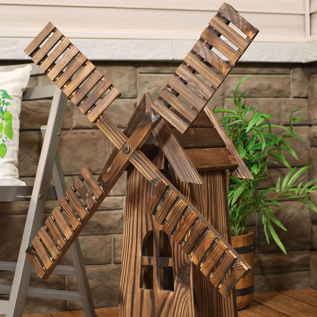 Sunnydaze Outdoor Wooden Dutch-Inspired Rustic Windmill Lawn and Garden Yard Decorative Statue - 34"