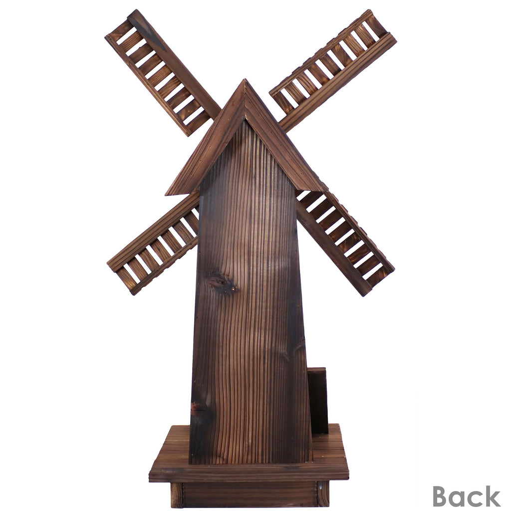 Sunnydaze Outdoor Wooden Dutch-Inspired Rustic Windmill Lawn and Garden Yard Decorative Statue - 34"