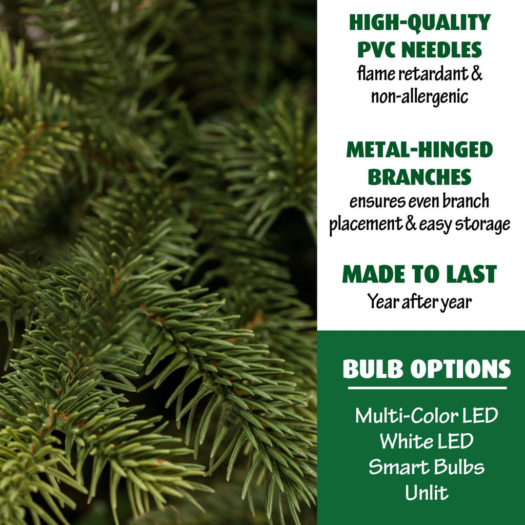 Fraser Hill Farm Green Unlit Pine Christmas Tree, 7.5'