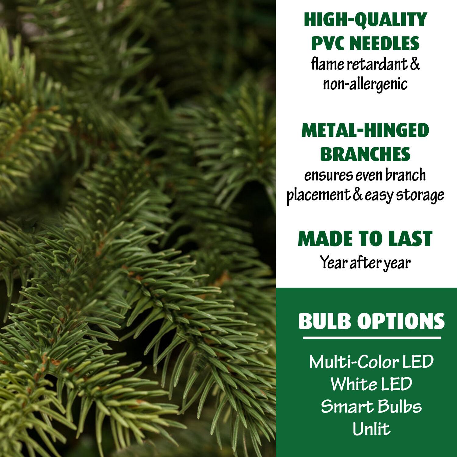 Fraser Hill Farm Green Unlit Pine Christmas Tree, 7.5'