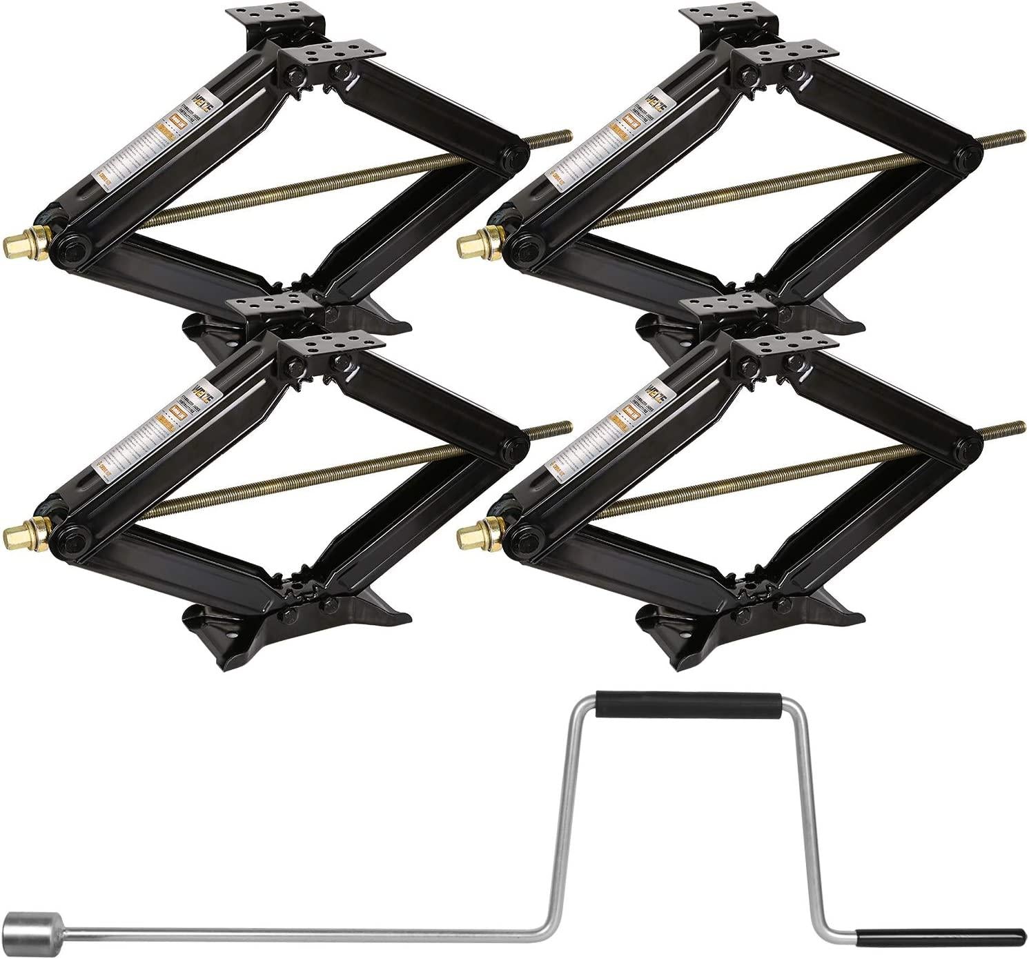 WEIZE Camper RV Trailer Stabilizer Leveling Scissor Jacks with Handle 24" 5000lbs Set of 4