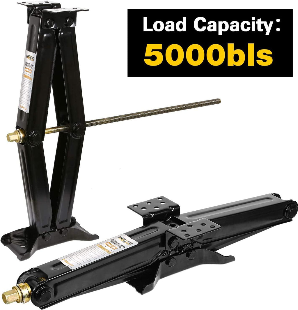 WEIZE Camper RV Trailer Stabilizer Leveling Scissor Jacks with Handle 24" 5000lbs Set of 4