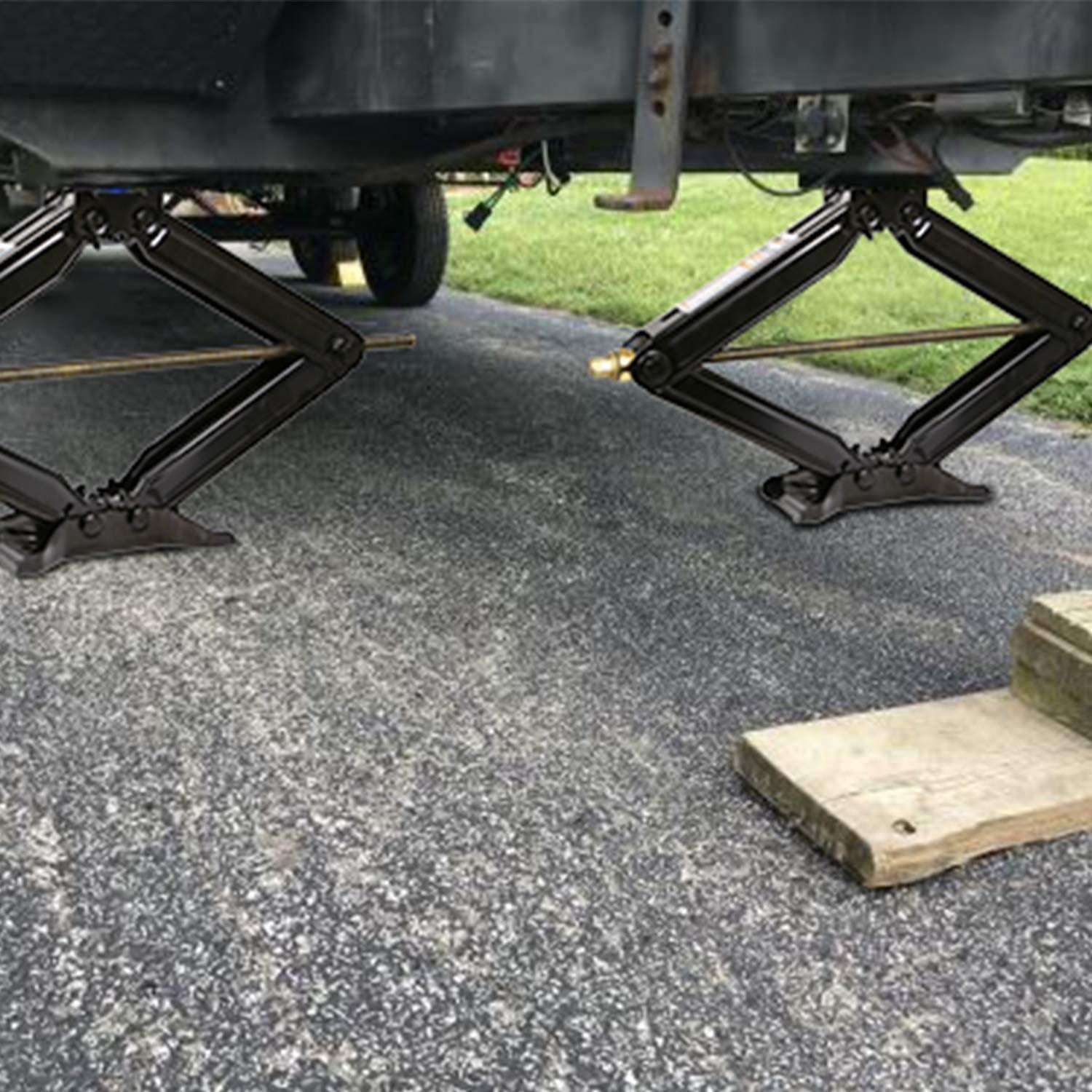 WEIZE Camper RV Trailer Stabilizer Leveling Scissor Jacks with Handle 24" 5000lbs Set of 4