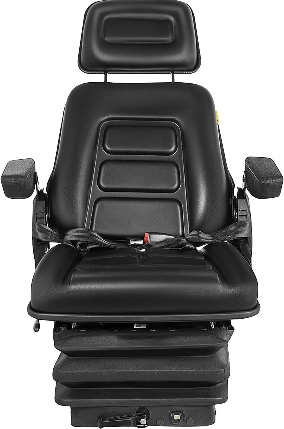 Suspension Seat Adjustable Backrest Headrest Armrest, Forklift Seat With Slide Rails, Foldable Heavy Duty for Tractor Forklift Excavator Skid Steer