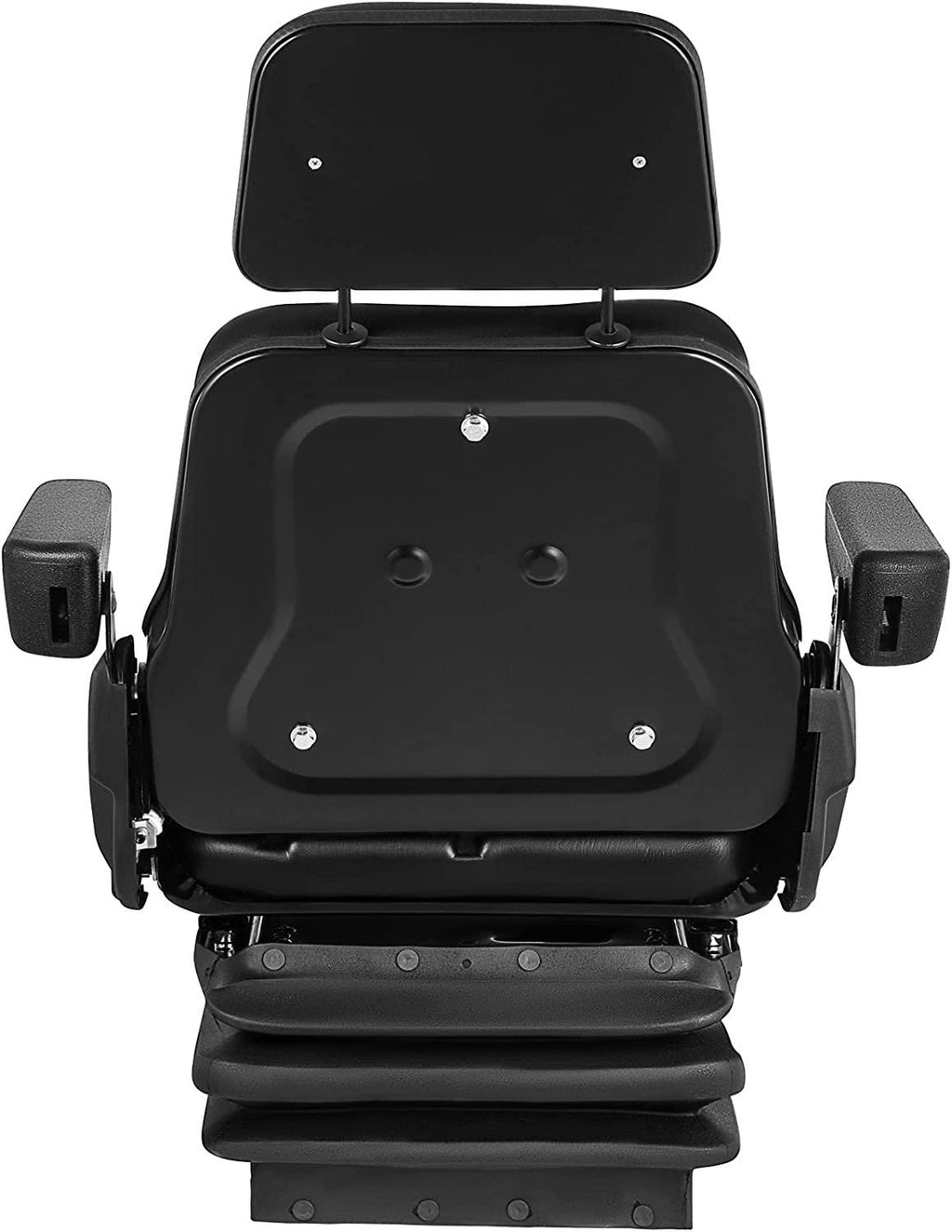 Suspension Seat Adjustable Backrest Headrest Armrest, Forklift Seat With Slide Rails, Foldable Heavy Duty for Tractor Forklift Excavator Skid Steer