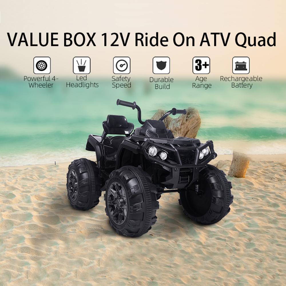 URHOMEPRO Kids Ride On ATV, 12V Battery Powered Kids Electric Cars, 4 Wheeler Quad with Headlights, MP3, USB, Volume Control, LarSeat, Electric Ride on Toys for Boys Girls, Two Speed Mode, Q11319