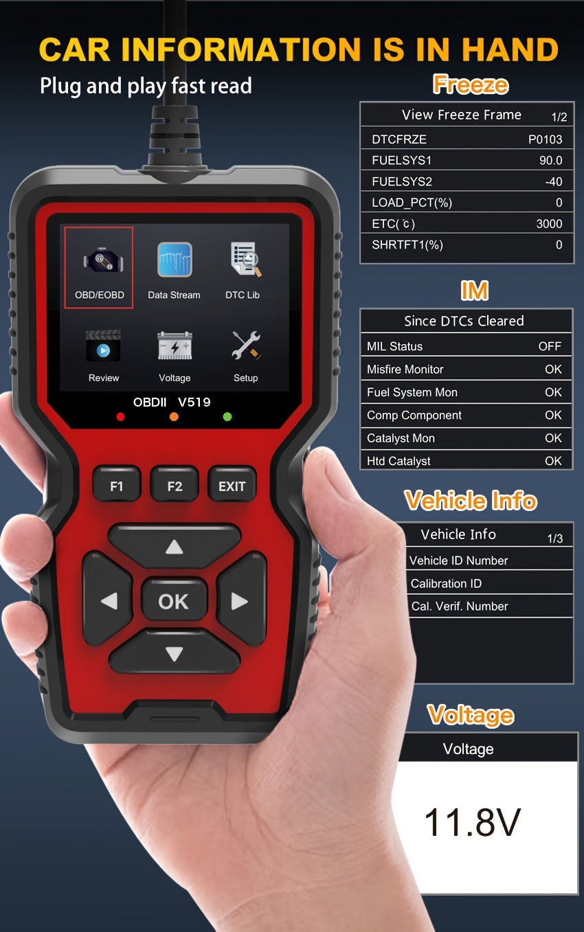 OBD2 Scanner Live Data Professional Mechanic OBDII Diagnostic Code Reader Tool For Check Engine Light