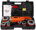 A sixx Pipe Threading Machine, Portable Ratchet Pipe Threader Kit, with 6 Dies for(US Standard 110V)