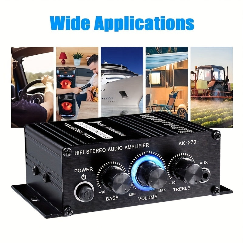 400W Mini Power Amplifier: Get Crystal Clear Audio With 2.0 Stereo Sound For Home/Car Theater System