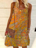 Printed Loose Strap Chiffon Print Shift Dress