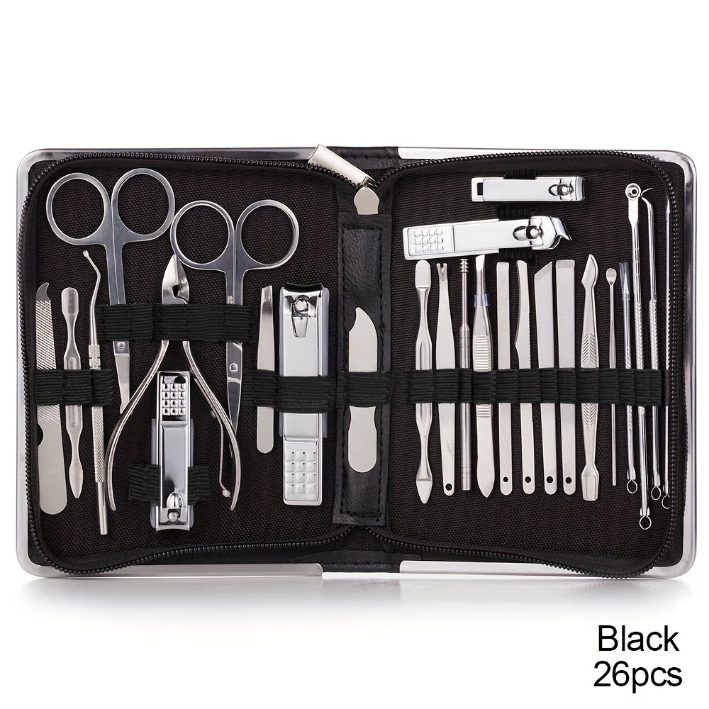 Nail Clipper Set 11/26pcs Set Manicure Set  Anti Splash Fingernail Cutter  Steel Nail Scissor Cuticle Tools