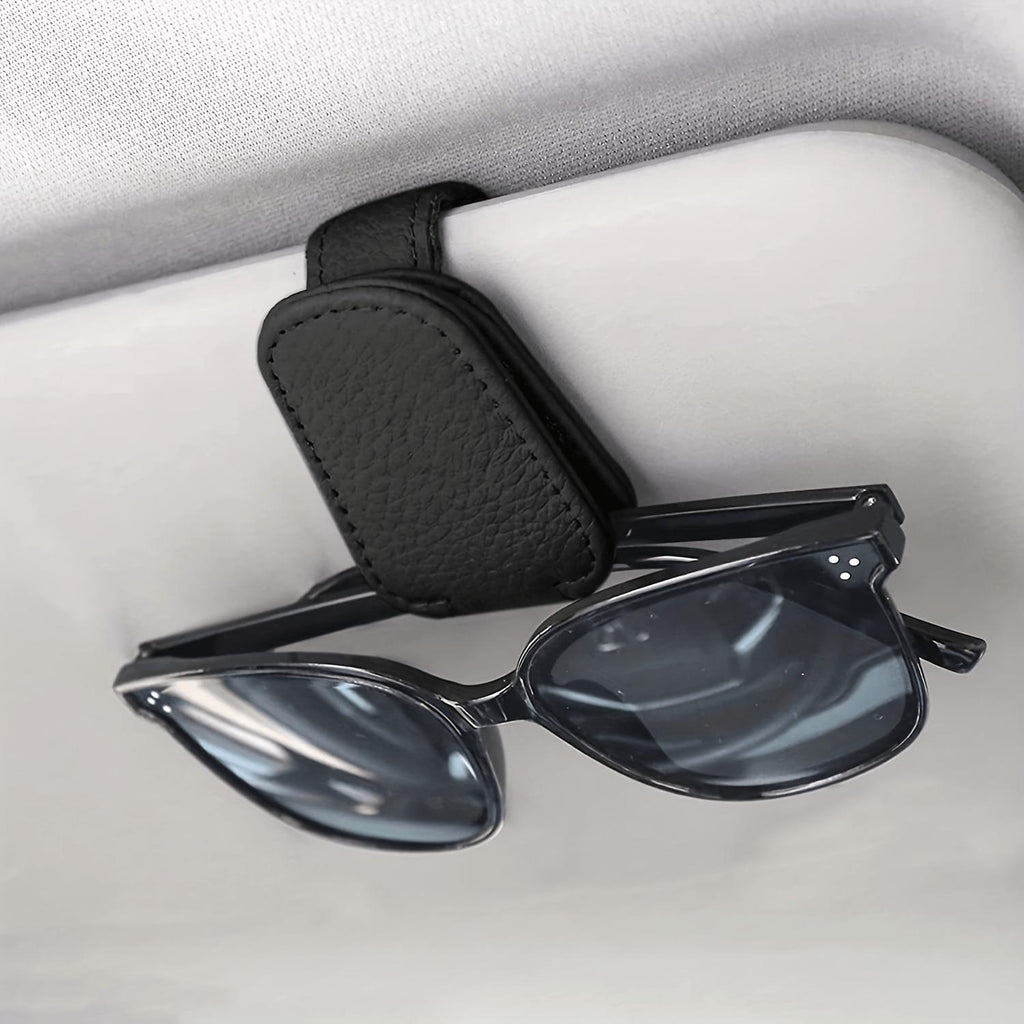 1pc Magnetic PU Leather Car Visor Sunglasses Holder, Sunglasses Holders For Car, Sunglasses Clip For Car Visor, Car Interior Visor Accessories