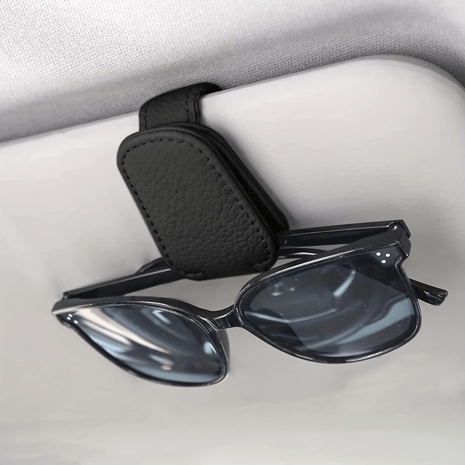 1pc Magnetic PU Leather Car Visor Sunglasses Holder, Sunglasses Holders For Car, Sunglasses Clip For Car Visor, Car Interior Visor Accessories