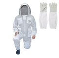 MS Professional 3 Layer Bee Suit Apiarist Ventilated Beekeeper Protective Suit with One Pair Gloves Apiary Beekeeping Suit Bee Sting Proof Suit with Fencing Veil (X-Large, White)