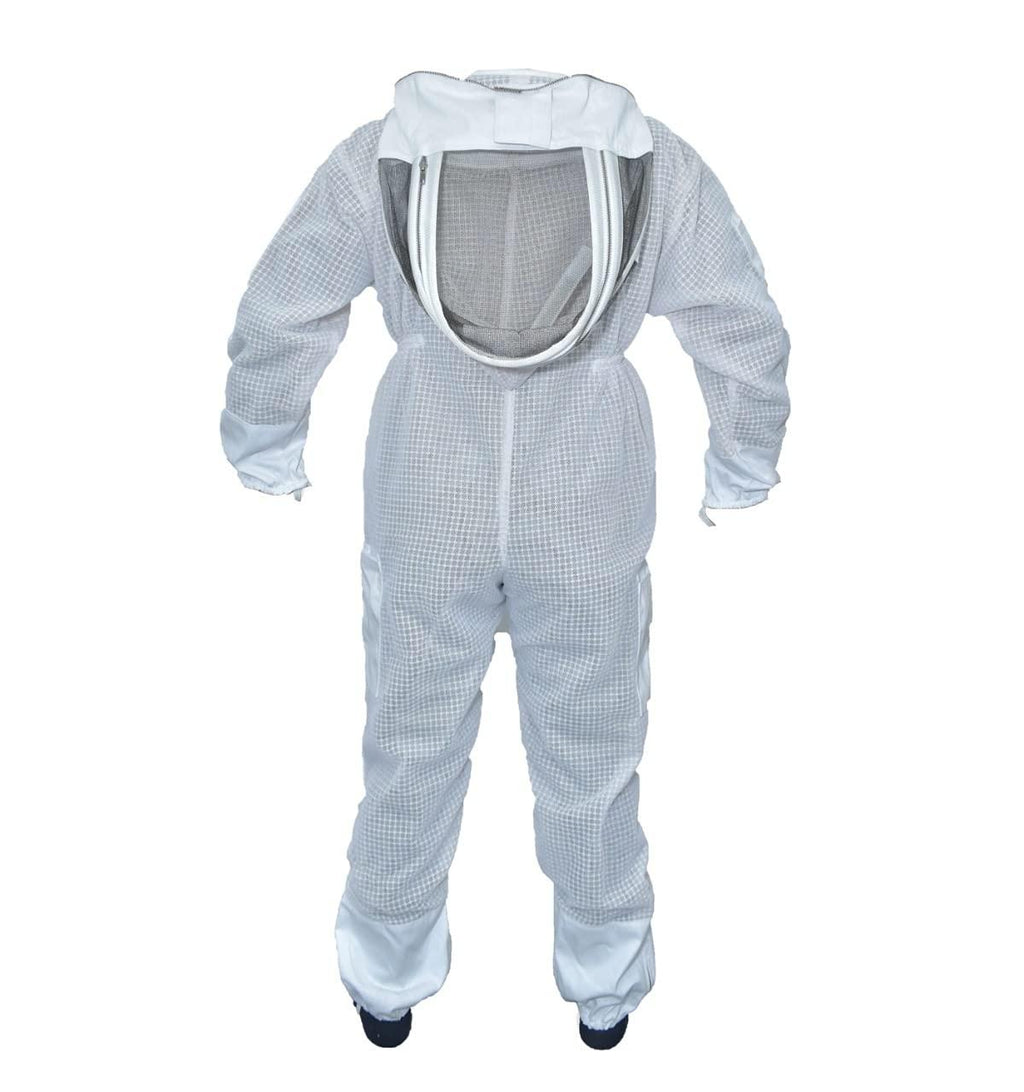 MS Professional 3 Layer Bee Suit Apiarist Ventilated Beekeeper Protective Suit with One Pair Gloves Apiary Beekeeping Suit Bee Sting Proof Suit with Fencing Veil (X-Large, White)