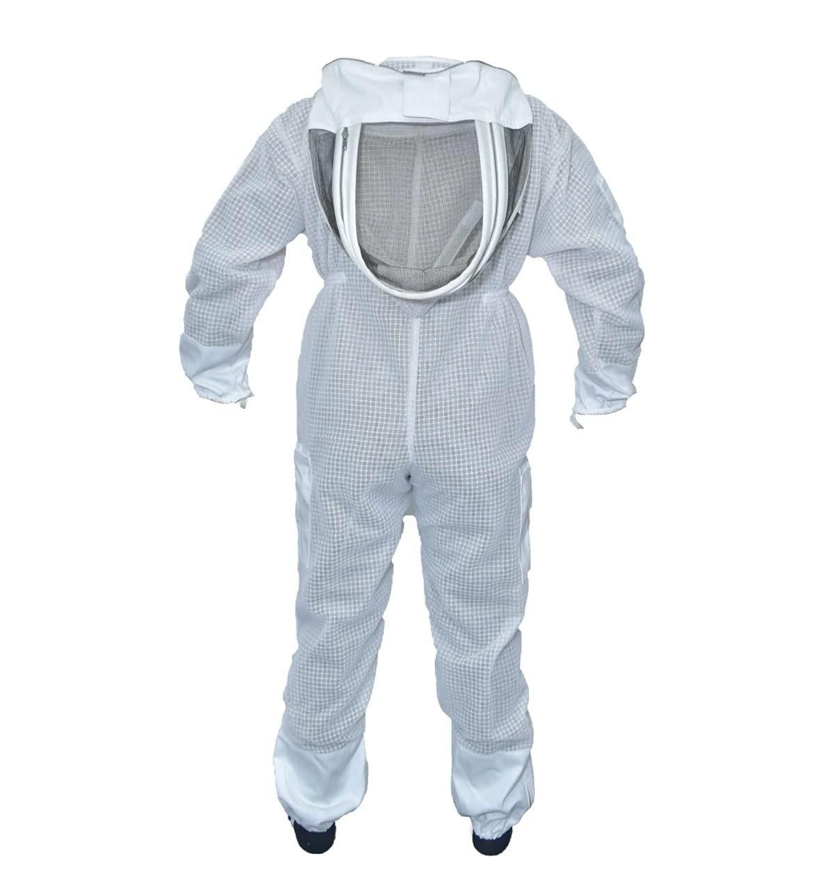 MS Professional 3 Layer Bee Suit Apiarist Ventilated Beekeeper Protective Suit with One Pair Gloves Apiary Beekeeping Suit Bee Sting Proof Suit with Fencing Veil (X-Large, White)
