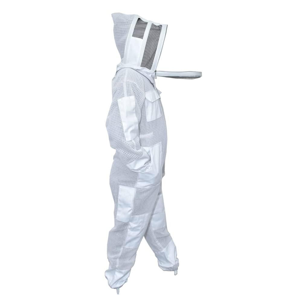 MS Professional 3 Layer Bee Suit Apiarist Ventilated Beekeeper Protective Suit with One Pair Gloves Apiary Beekeeping Suit Bee Sting Proof Suit with Fencing Veil (X-Large, White)