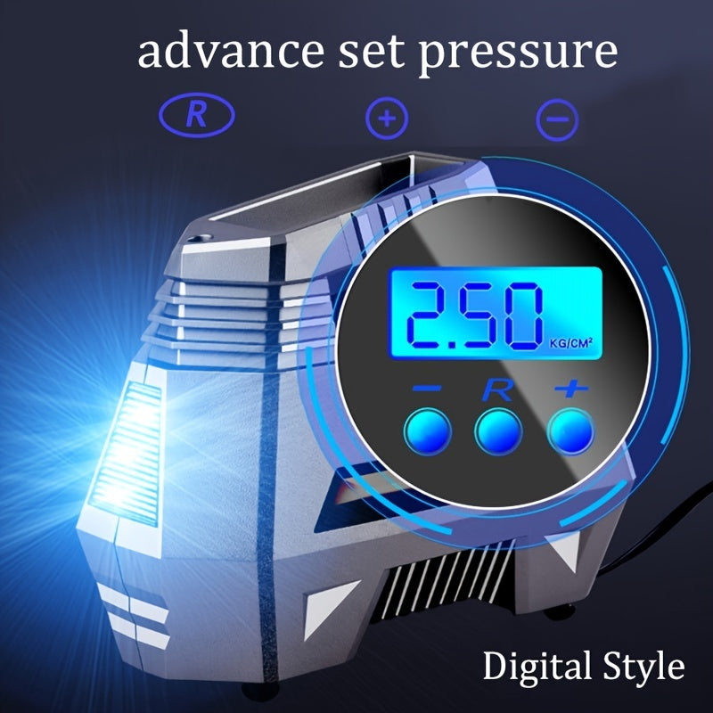 Auto Air Compressor For Tires, Inflator Car Tire Pump With Digital Display Pressure Gau150 Psi Bright Emergency Flashlight