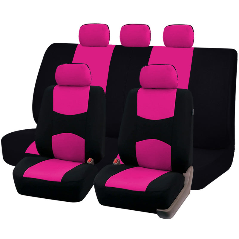 9pcs Pink Car Seat Covers Set For Women - Airbag Compatible, Soft Fabric, Comfortable Cushion, Easy Installation